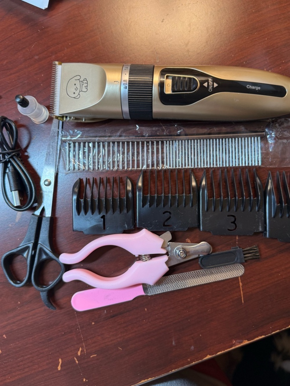 Cordless Pet Grooming Hair Clipper Kit - Gold with accessories